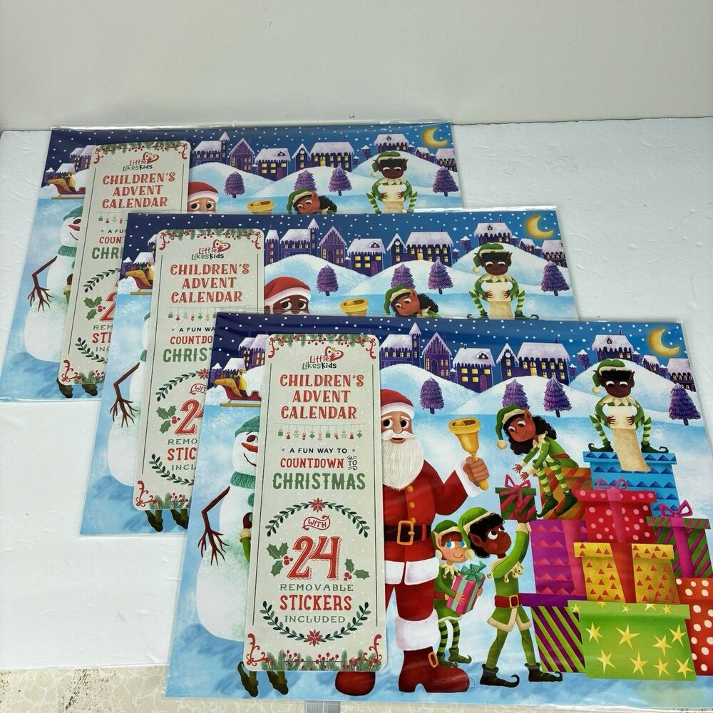 Kids Christmas Sticker Advent Calendar‎ Holiday Countdown- Lot Of 3 NEW